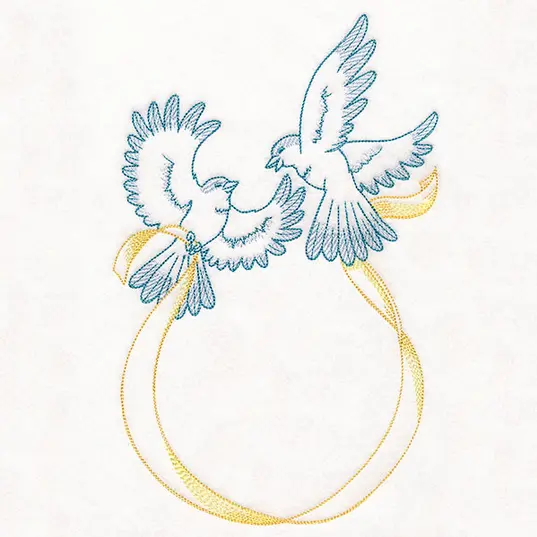 Colombes de la Saint Valentin brodées