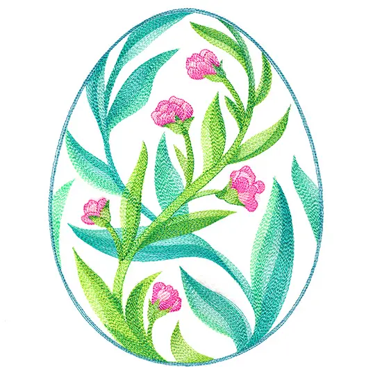 Oeuf stylisé et brodé pour Pâques